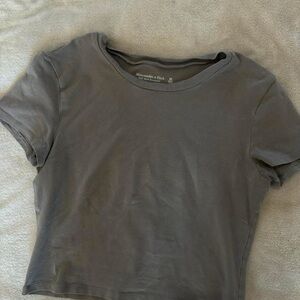 Abercrombie & Fitch Gray Crop Fitted Short Sleeve Tee